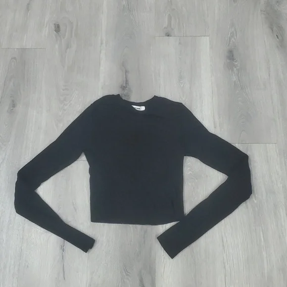 Joah Brown Classic Crewneck Long Sleeve Crop Top Xs/s Genty Used - Picture 5 of 8